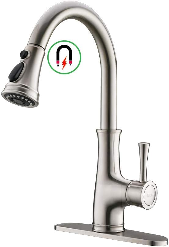 Lіmіtеd Stосk Kitchen Faucet, PAKING Kitchen Sink Faucet, Magnetic Docking, Sink Faucet, Kitchen Faucets with Pull-Down Sprayer, Stainless Steel Bar Kitchen Faucet, Brushed Nickel, Sweep Spray