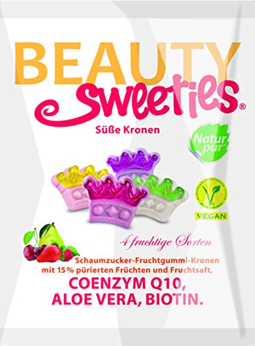 BeautySweeties Süße Kronen – Fruchtig-süße & vegane Fruchtgummi-Kronen mit 15 % Fruchtmus und Fruchtsaft – Praktisch im 125 g Beutel