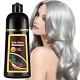 Hair Dye Shampoo 3 in 1 for Women & Men, Rich Silver Gray Root-to-Tip Coloring with Natural Extracts, 3-4 Weeks Lasting Smooth Shiny Finish, Easy Home Use for All Hair Types 16.9 fl oz (Silver Gray)