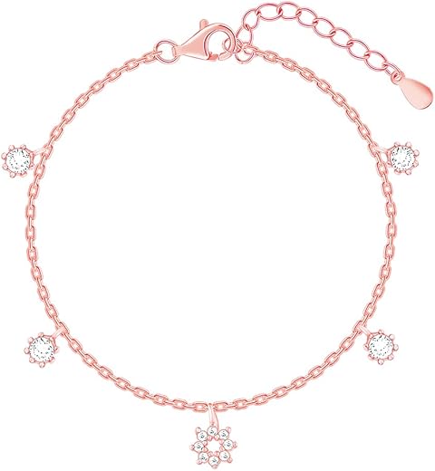 GIVA 925 Silver Anushka Sharma Rose Gold Flower Charm Bracelet, Adjustable | Gifts for Women and Girls | With Certificate ...
