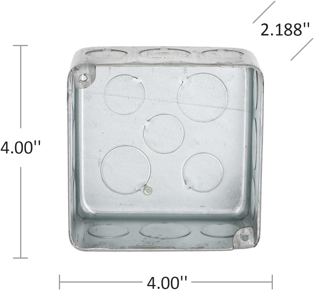RACO 239 4 in. Square Plenum Box, Eleven 1/2 and Five 3/4 in. Knockouts, Drawn, 2-1/8 in. Deep, Gray