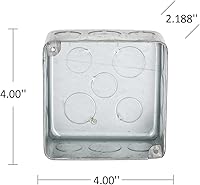 Vista 5 de Hubbell-Raco 239 Caja cuadrada de plenum de 4 pulgadas, once knockouts de 1/2 y cinco de 3/4 pulgadas, dibujada, 2-1/8 pulgadas de profundidad, gris