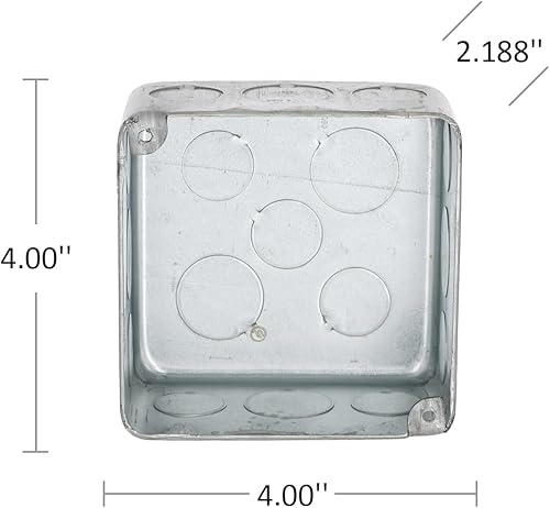 Miniatura 5 de Hubbell-Raco 239 - Caja Plenum cuadrada de 4 pulgadas, Eleven 12 y cinco 34 pulgadas, dibujada, 2-18 pulgadas de profundidad, gris