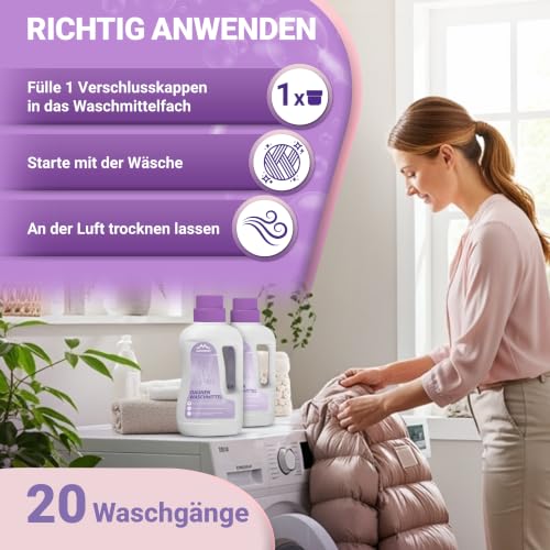 ALPENWERT Daunenwaschmittel 1L - Spezialwaschmittel für Daunenjacken, Bettdecken, Schlafsäcke & Kissen - sanftes Waschmittel für fasertiefe… – Ansicht 5