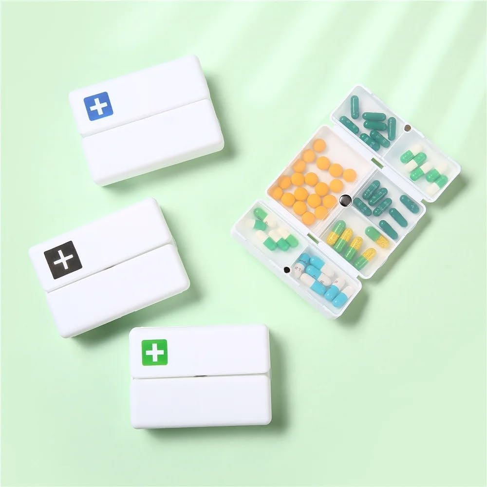 Pill Case Small Pill Box Organizer Portable Vitamin Holder Travel Pill Container Tablet Organiser for Medicine Medication Vitamin