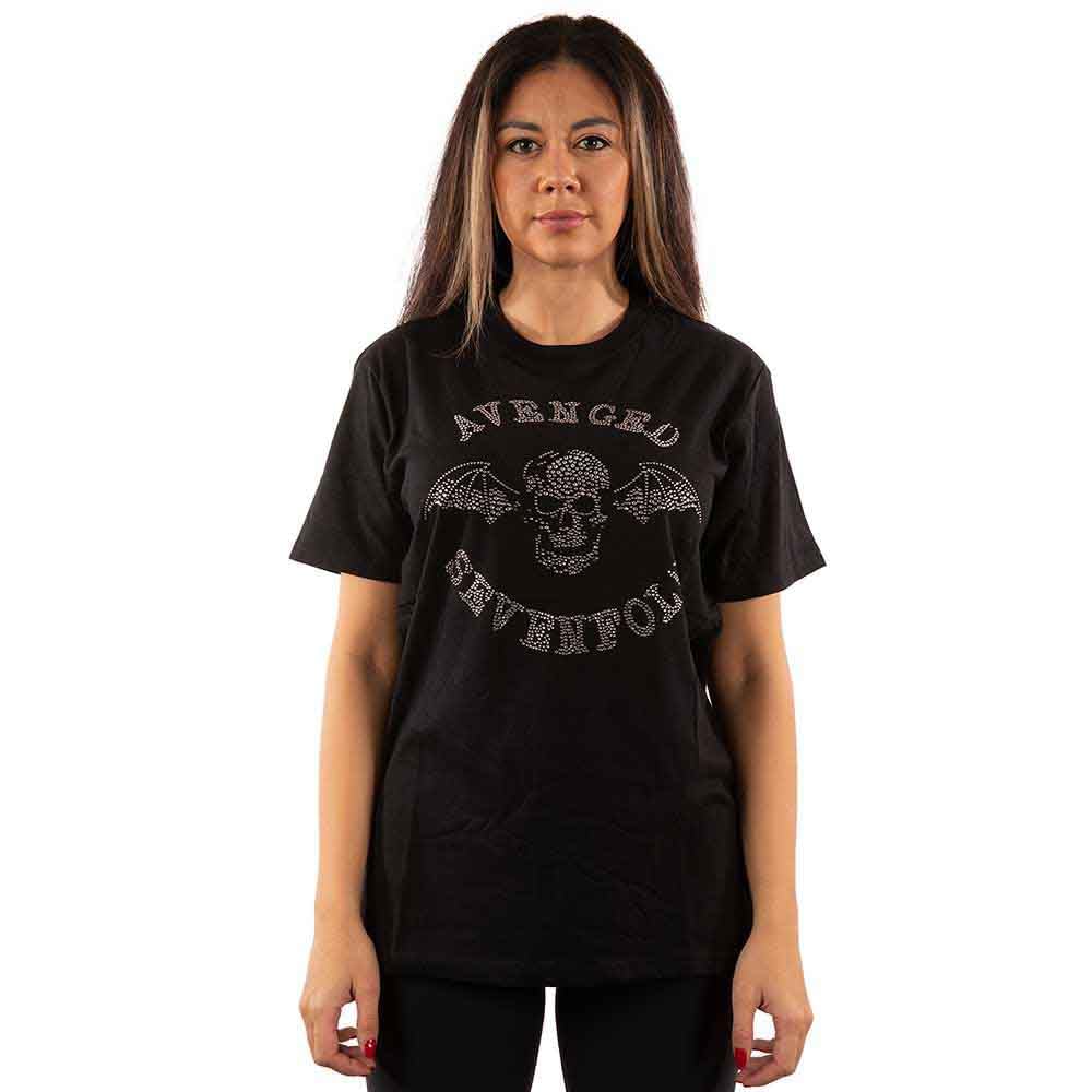 Avenged Sevenfold Men's Black T Shirt Deathbat Diamante Official Unisex Xxl