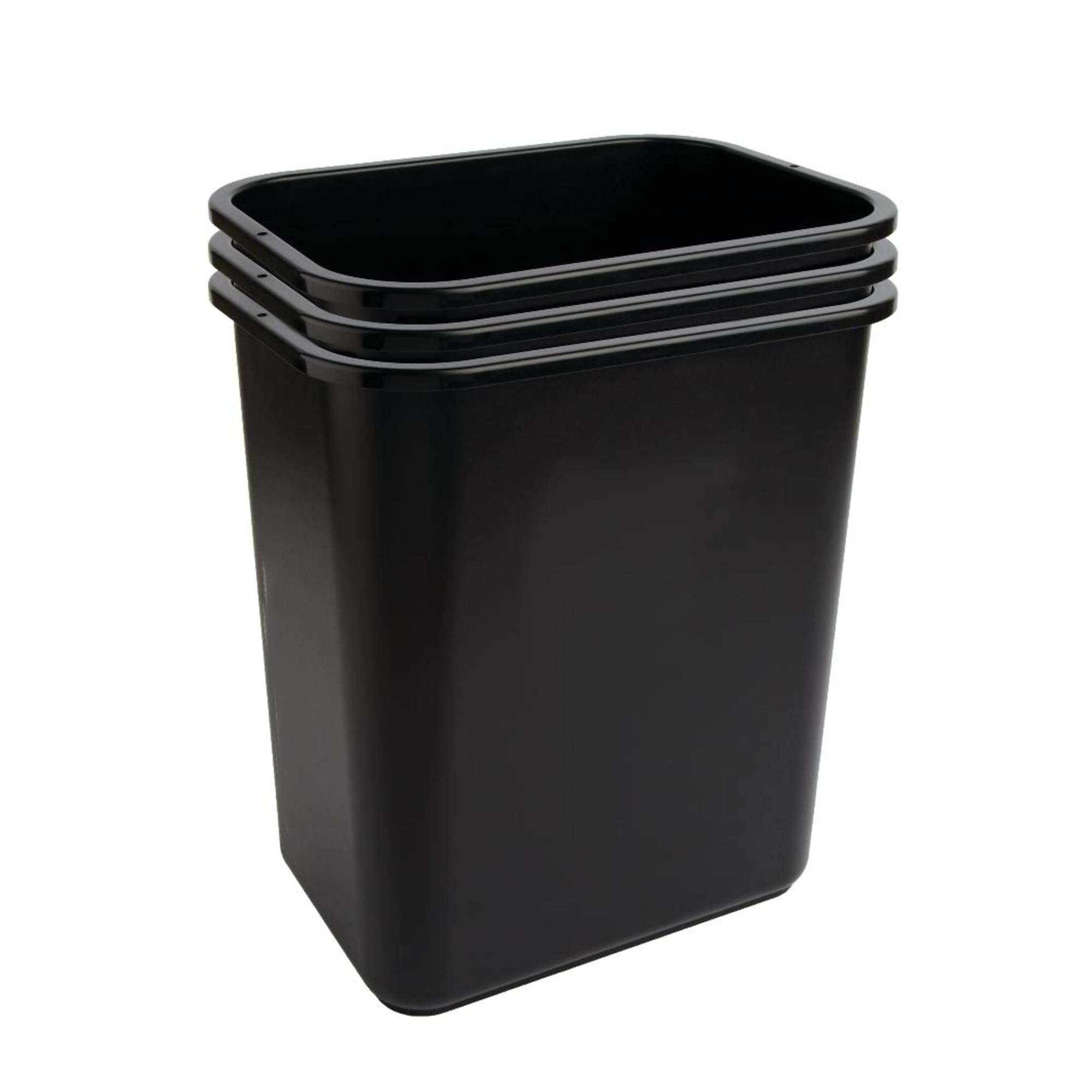Highmark™ Rectangular Plastic Wastebasket, 6.5 Gallons, 15"H x 10"W x 14-1/4"D, Black, Pack Of 3-image-42