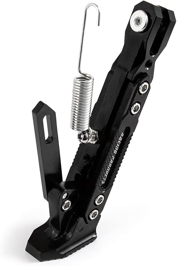 Motorcycle Kickstand Adjustable Foot Side Support Parking Kickstand for Electric Motorbike Parking Foot Side Support Stand (Black)