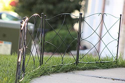 Ashmanonline Galvanized Garden Fence 24In X 10Ft, Black (Set Of 5) - Outdoor Metal Landscape Fencing Steel Wire Gate Border Edge Folding Patio Flower Bed Animal Barrier Section Edging. #TOP3