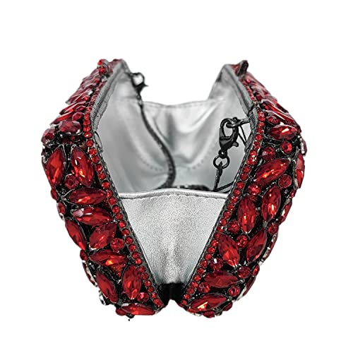 Image of Boutique De FGG Women Crystal Clutch Bag Minaudiere Box Handbag Party Prom Rhinestone Clutch Purse Wedding Bag, Mini