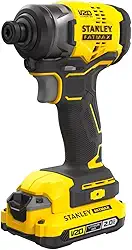 STANLEY Parafusadeira de Impacto 1/4 pol. (6,35mm) 20V MAX* Brushless Bivolt com 2 Bateria e Maleta SBI810D2K