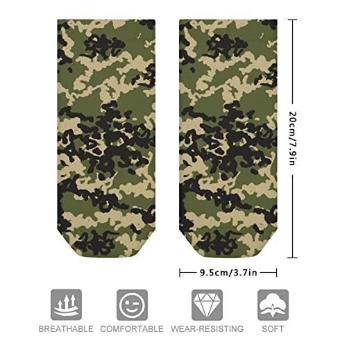 Mens Boys Ankle Low Cut No Show Socks Army Green Camouflage Funny Saying Colorful Crazy Cool Casual Sports Short Tab Socks Gift Black2
