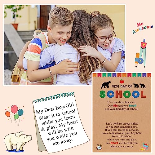 UPROMI Back to School Bracelet Set for 3, First Day of School Kindergarten Preschool 1st 2nd Grade Bracelet Gift Mom Mother Son Daughter, Back to School Stuff Gifts for Kids Boys Girls2