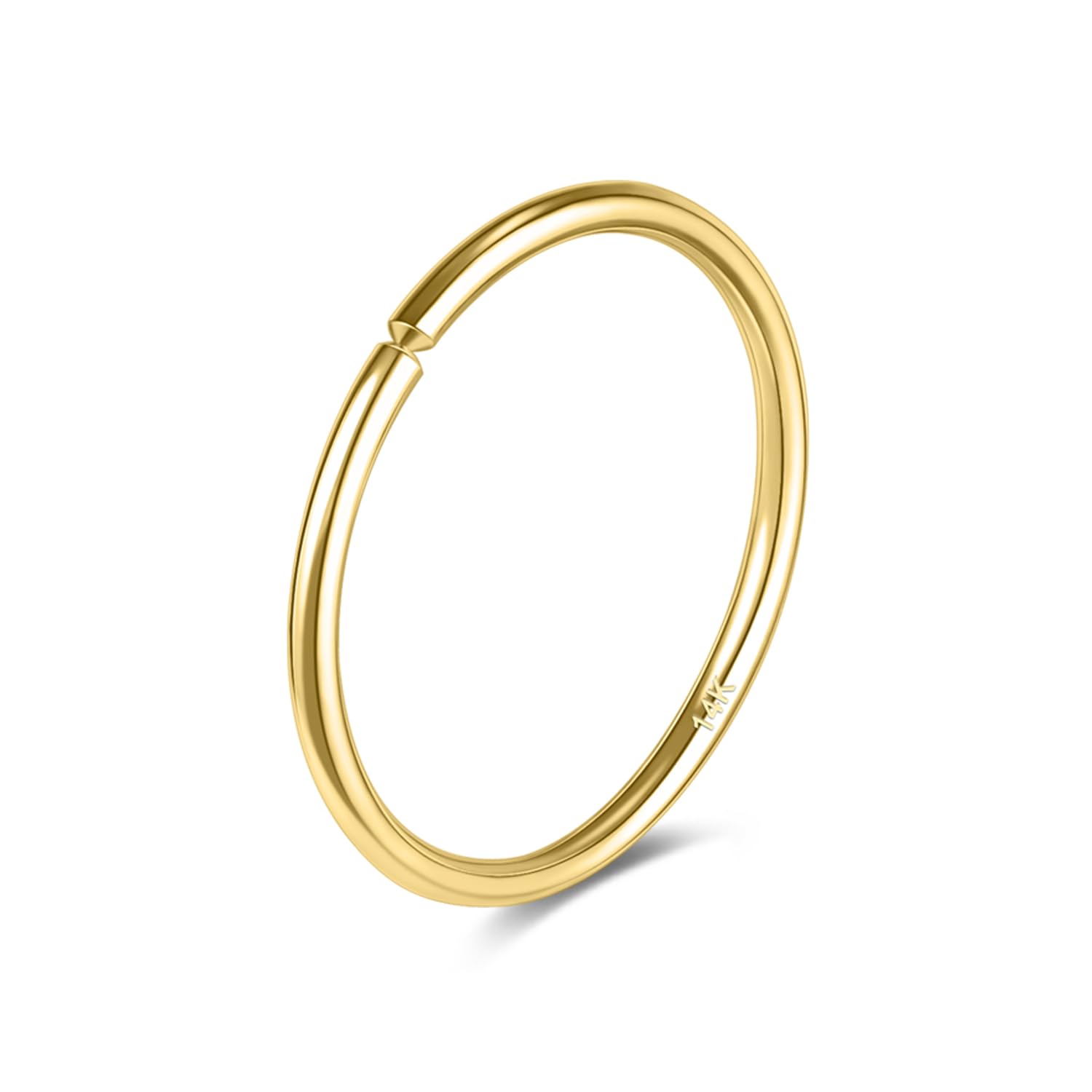14k Solid Gold Thin Nose Ring Hoop, 26g/22g/20g Nose Piercing Jewelry, 6/8/10mm Diameter Hypoallergenic Real Gold Nose Rings for Women Men