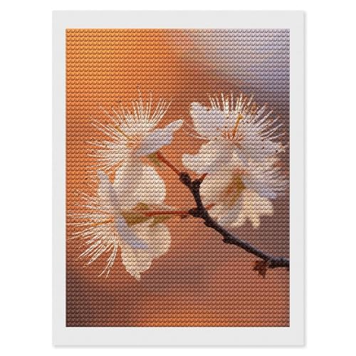 Peinture diamant diamant ronds fleurs sous lumière orange ELUZZIZUT