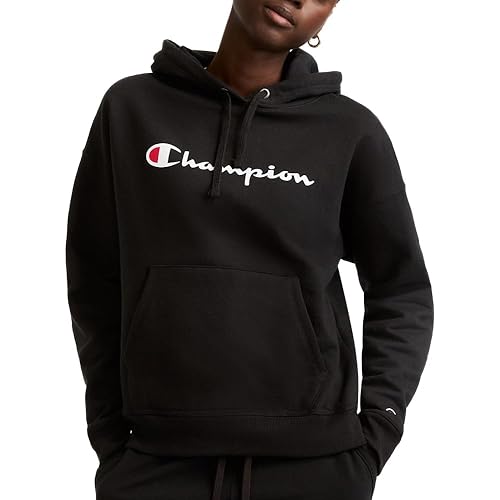 Champion Women’s Pullover Fleece Hoodie, Loose Fit, Midweight, Script Logo