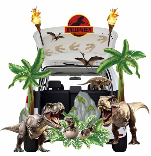 HEIPINIUYE Halloween Dinosaur Trunk or Treat Car Decorations Kit Halloween Trunk or Treat Decorations for SUV Car Garage Door Entryway Archway Jungle Party Decorations