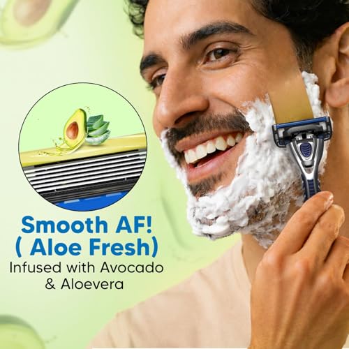 Image of LetsShave Pro 6 Maxxx - World's 1st 6 Blade Razor Refills for Men | Pack of 12 Cartridges | Precision Back Blade | Open-Flow Anti-Clog | Micro-Span Curved Blades | Common Docking Fits Pro 4 /5 /6 /7