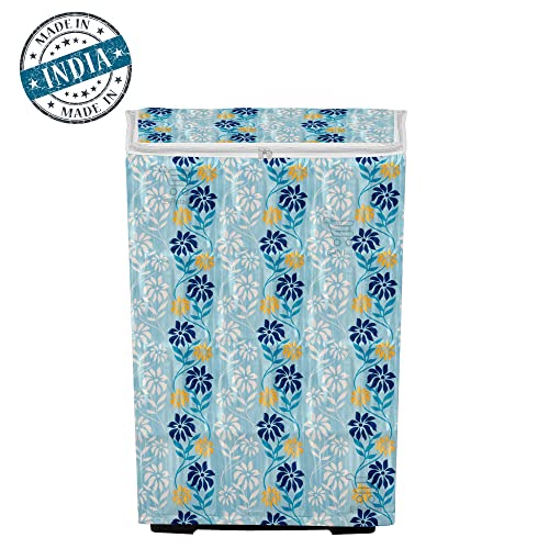 Image of Washing Machine Cover for Top Load 5kg to 7.5kg | Light Weight Dustproof Polyester Cover with Zip Enclosure | Floral Fully Automatic Washer Protector Indoor Outdoor Use- Size 23x23x35 inch