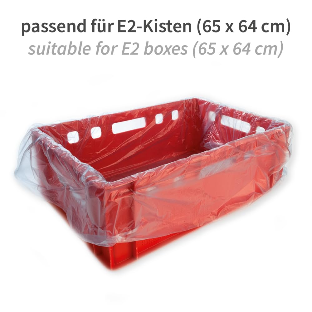 FRANZ MENSCH 500 Stück, Auskleidungssäcke, E2, transparent-blau, HDPE 10my | 65 x 64 cm, Fleischkistensack, Einlegesäcke, box liners, meat crate liners, für Fleischkisten, Metzgerei, Lebensmittel