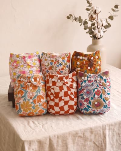 Image of ALVABABY Baby Cloth Diapers 6 Pack with 12 Inserts Cloth Diaper Covers Adjustable Washable Reusable for Baby Girls and Boys 6DM145A
