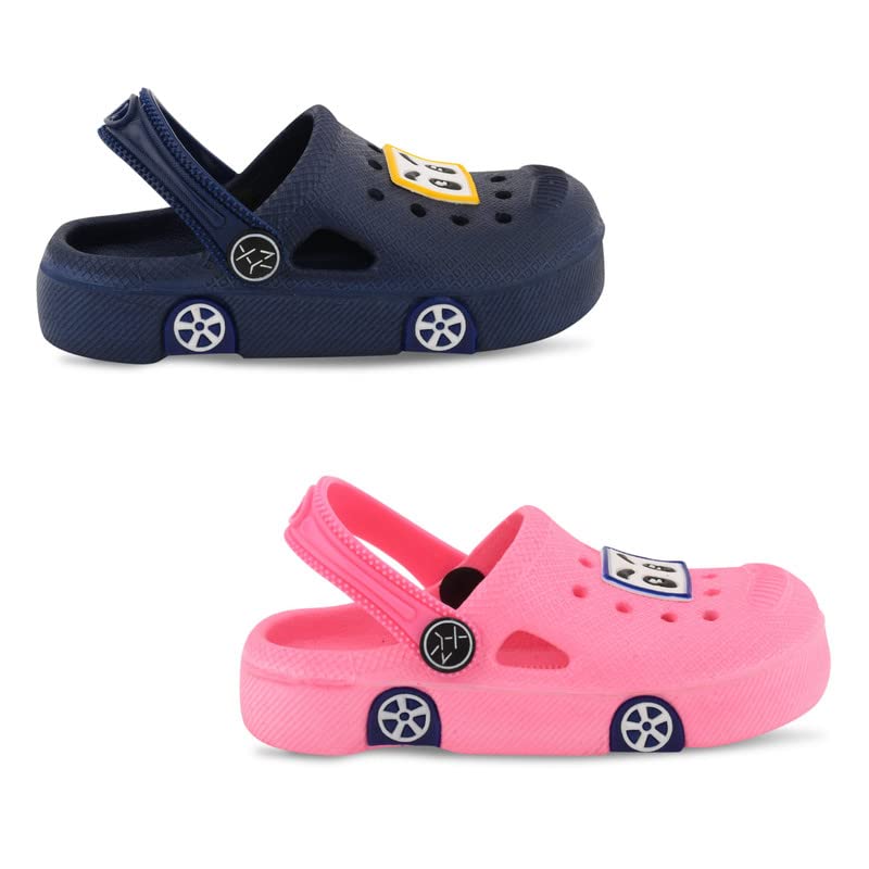 Image of SMARTOTS Pack of 2 Car Design Kids Clogs for Daily Use, Kids Eva Sandals for Boys and Girls with Adjustable Sling Back Strap