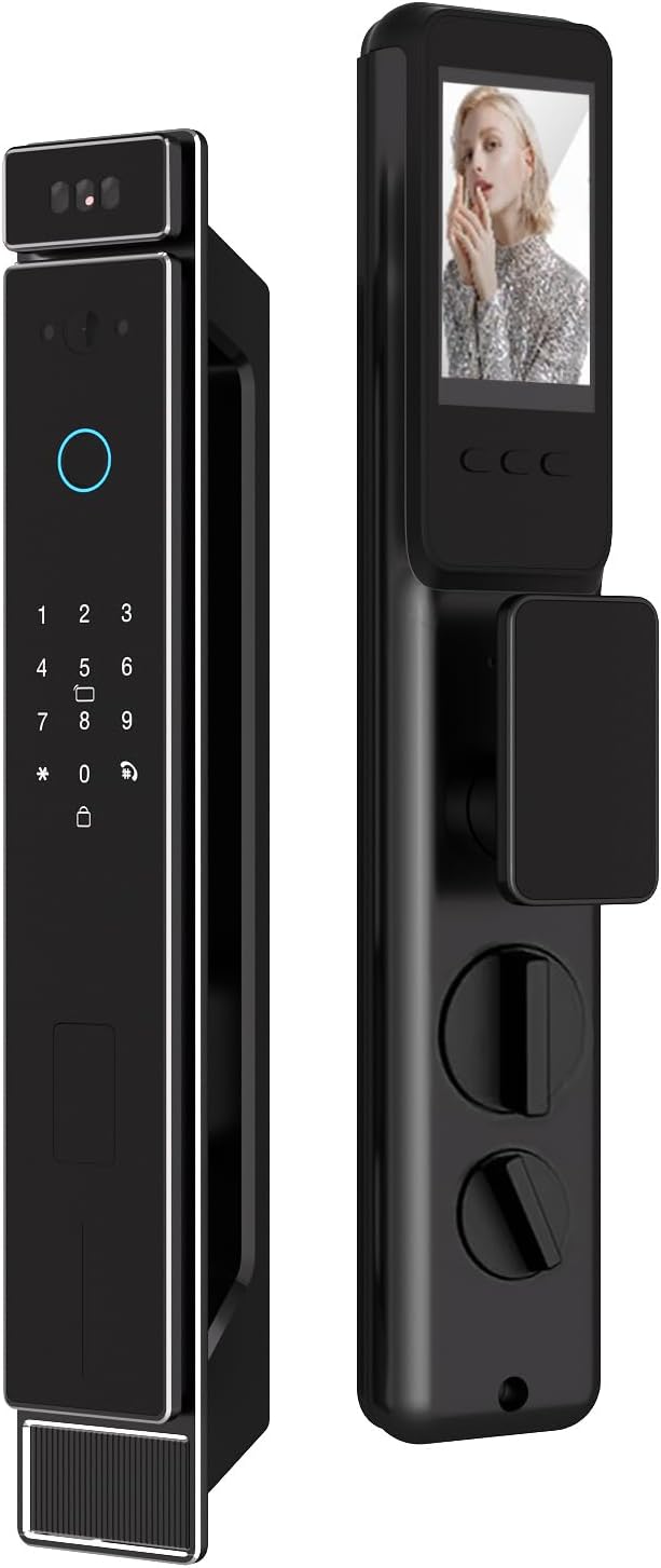 Smart Lock with Camera,3D Facial Recognition,WiFi Video Intercom Lock, Fingerprint Smart Lock APP Remote Control for Apartment Hotel Home Office (F1(CNC)-Jlink APP)