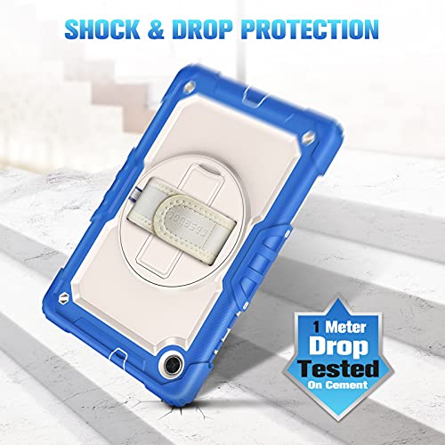 Casebot Case Compatible With Lenovo Tab M10 Plus 10.3" (2020 2Nd Gen) Tb-X606F Tb-X606X, [360° Rotating Kickstand] Rugged Heavy Duty Hybrid Shockproof Cover With Hand Shoulder Strap, Pencil Holder #TOP4