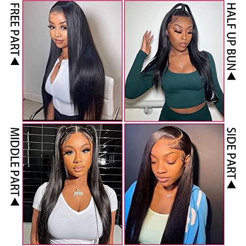 20 Inch Glueless Straight Lace Front Wigs Human Hair Pre Plucked 150% Density Straight Hd Lace Front Wigs Human Hair Pre Plucked Bleached Knots 4X4 Lace Closure Wig Human Hair With Baby Hair Brazilian Virgin Straight Human Hair Wigs For Black Women Mengkai #TOP3