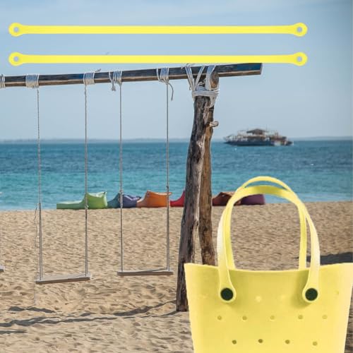 Image of Replacement Straps with 4 Screw Buttons for Original L /XL Bogg Bag, Replacement Handles for Rubber Beach Bag, EVA Bag Strap Replacement, Bogg Beach Bag Repair Kit (Yellow)
