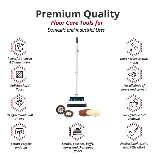 Image of Koblenz Shampooer and Polisher, Floor Shampooer and Polisher, Hard Floor Cleaner, Heavy-duty Carpet Cleaning Machine with Scrubbing Brushes and Polishing Pads, 3 Speeds, Blue /Gray (P-620BA)