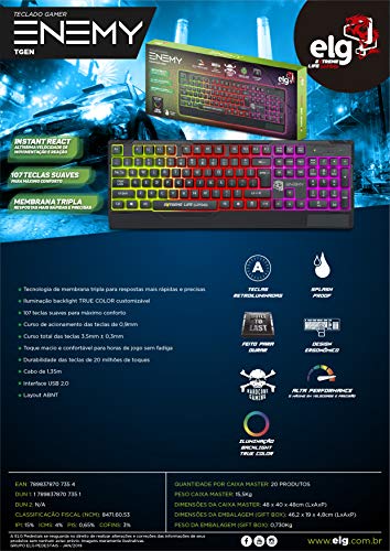 Teclado Gamer Enemy, Elg, Teclados