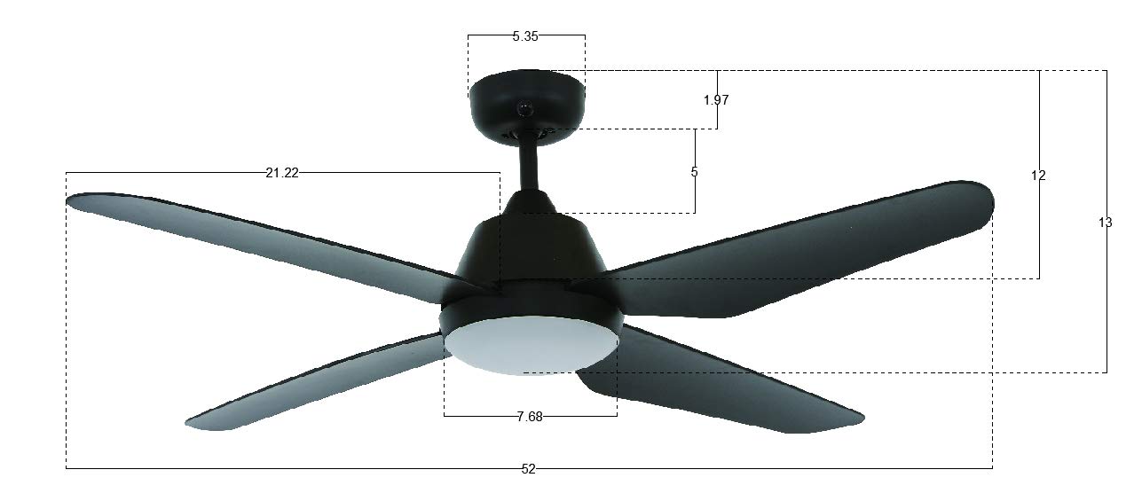 Lucci Air 21299801 Aria LED Light with Remote Ceiling Fan, 48 Inch