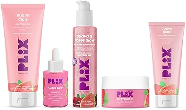 PLIX - THE PLANT FIX Guava & Roses Regime for Bright Skin & Balanced Skin pH| Hydrating Cleanser| 2-in-1 Toner Serum| Serum | Smoothie Moisturizer| Invisible Sunscreen Gel With SPF 50+ PA +++| For Men & Women Pack of 5