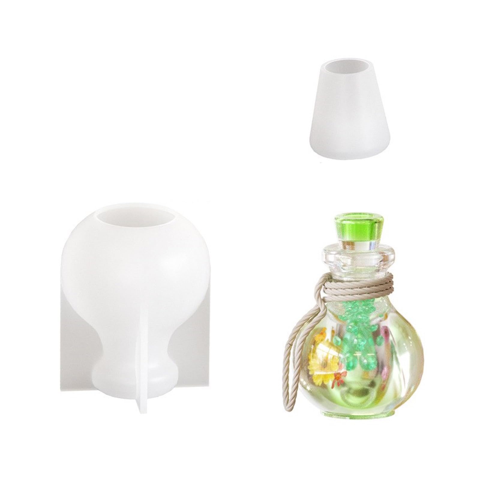 Zeizafa Drift Bottle Silicone Mold Diys Crystal Epoxy Resin Heart Star Wishing Bottle Molds Night Decorative Plaster Concrete
