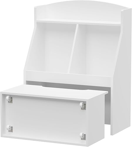 Miniatura 5 de Estantería para niños, estante para libros para niños con cajones con ruedas, organizador de almacenamiento de juguetes, estantería para habitación