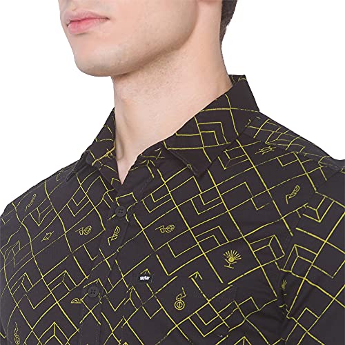 Image of Spykar Men's Regular Fit Flat Collar Full Sleeve Printed Casual Shirts