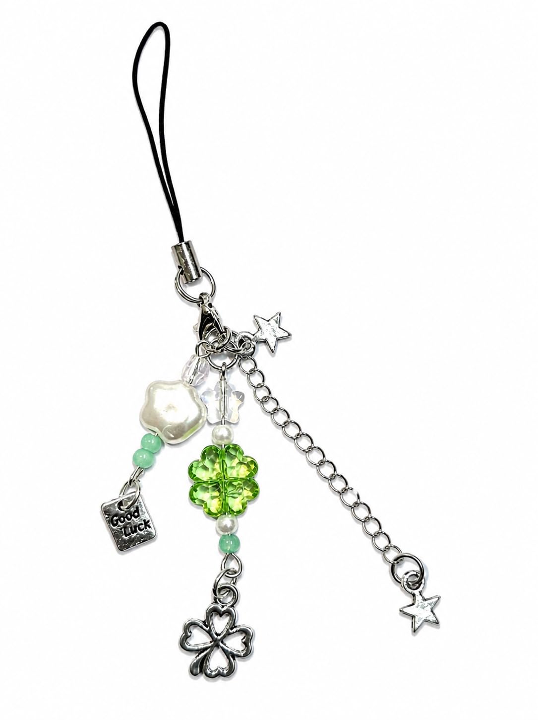 Lucky Leaf Phone Charm | Clover | Acrylic beads, Metal | Bag Charm, Cell Phone Charms Lanyard Gift for Girls-image-15