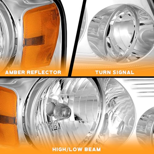 WEELMOTO Headlights for 2004-2008 Ford F150 Pickup / 06-08 Mark LT, Headlight Assembly Compatible with 04-08 F150 Headlamp Replacement Chrome Housing - Image 4