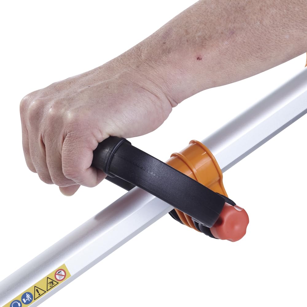 Desbrozadora con batería con guía, cortador de bordes ligero con mango telescópico, incluye 20 cuchillas de plástico y 2 barras de corte para un cuidado preciso del césped