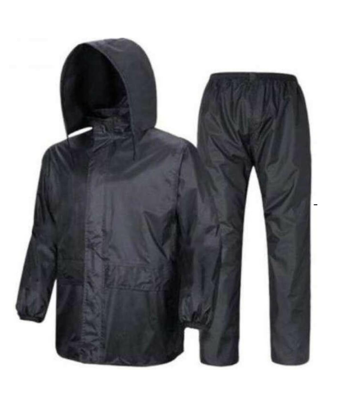Rainwear Men's Raincoat Set, Coat with Pant Waterproof with Adjustable Hood Rain Suit-Black & Blue-image-45
