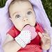 Baby Teething Mittens Self Soothing Pain Relief Mitt, Stimulating Teether Toy, Prevent Scratches Protection Glove with Travel Bag, Stay on Baby‘s Hand, Unisex for 0-6 Months Baby (2 Mittens - Pink)