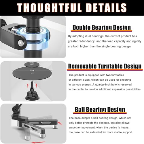 Image of Rotating Camera Slider,360 Panoramic Photography Platform,360 Degree Spinner,Adjustable Shooting Angle,Spinning Photo Video Booth, for Mini Studio Equipment