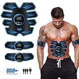 WARDBES EMS Trainingsgerät, Bauchmuskeltrainer, EMS Muskelstimulator, USB-Wiederaufladbarer Tragbarer Muskelstimulator, 6 Modi & 9 Intensitäten, Elektrisch für Bauch, Arm, Bein-Fitness Trainings Gang