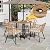 DWVO 5 Piece Patio Dining Sets, Outdoor Dining Furniture Set with 2" Umbrella Hole, Wicker Rattan Round Table and Chairs Set with Comfortable Cushions for Patio, Balcony, Backyard, Beige