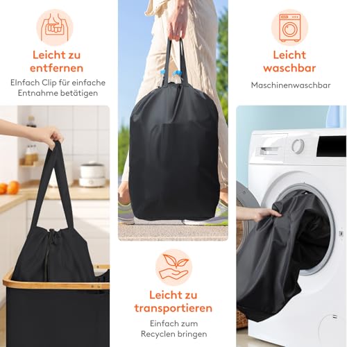 Lifewit 150L Pfandflaschen Sammelbehälter 2 fächer mit Deckel, Groß Pfandflaschen Behälter 2 Tragetasche für ErhaltenFlaschensammler eignet Sich für Küche, Küche Abstellraum Flaschentasche, Schwarz