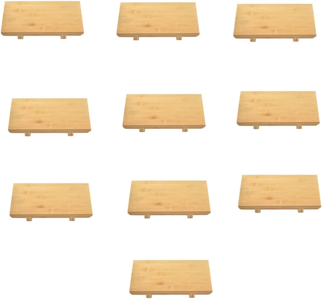 Bamboo Sushi Plate Japanese Style Sushi Serving Tray, Wooden Sushi Board & Sashimi Platter – Natural Eco-Friendly Bamboo Tableware for Sushi Rolls, Nigiri & Appetizers (11.81" × 7.87", Count, 10)
