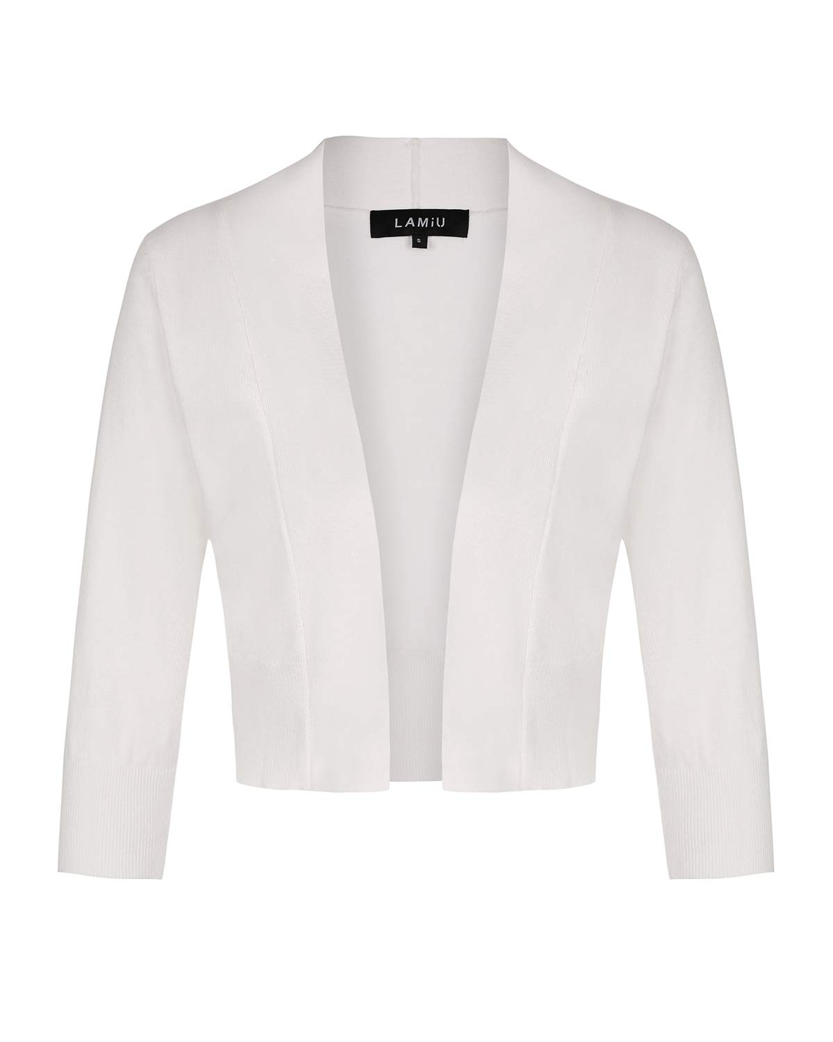 MINTLIMIT Cardigan Noos Strickjacke Damen Kurz V-Ausschnitt Langarmshirt Basic Bolerojacke Freizeit Boleroshrug Wei?XL
