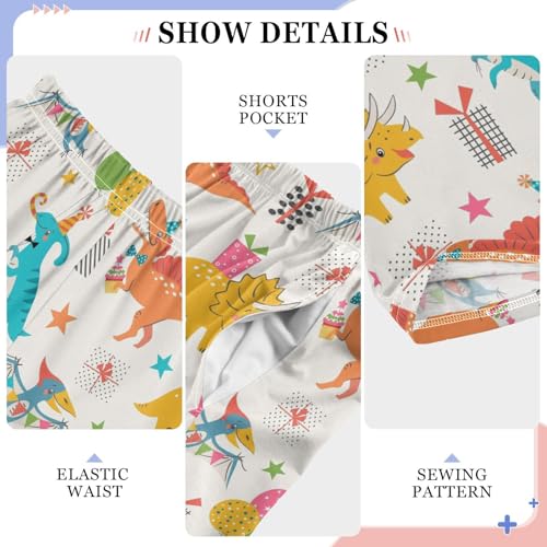 ZZXXB Birthday Dinosaur Boys Long Pants Soft Trousers Elastic Waist Kids Lounge Bottoms with Pockets S-XL4