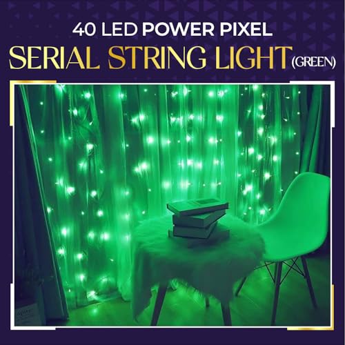 Image of Lexton 40 LED Power Pixel Serial String /Fairy Light | Plug Sourced | Suitable for Home & Outdoor Decoration, Diwali, Christmas, Ramadan, Wedding, Party, Festival (Pack of 50, Green)